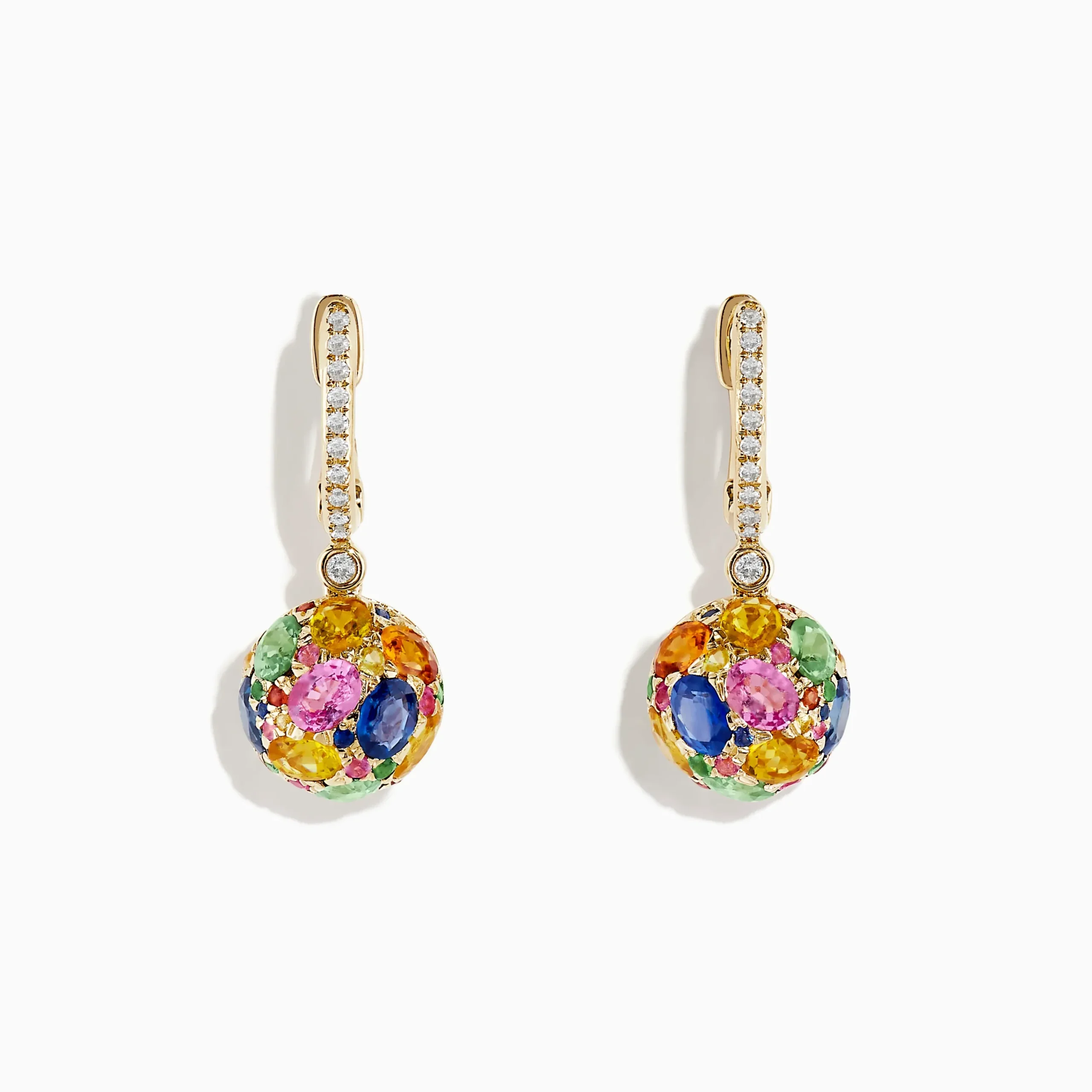 Earrings|Effy Jewelry Watercolors 14K Yellow Gold Multi Sapphire Ball Earrings
