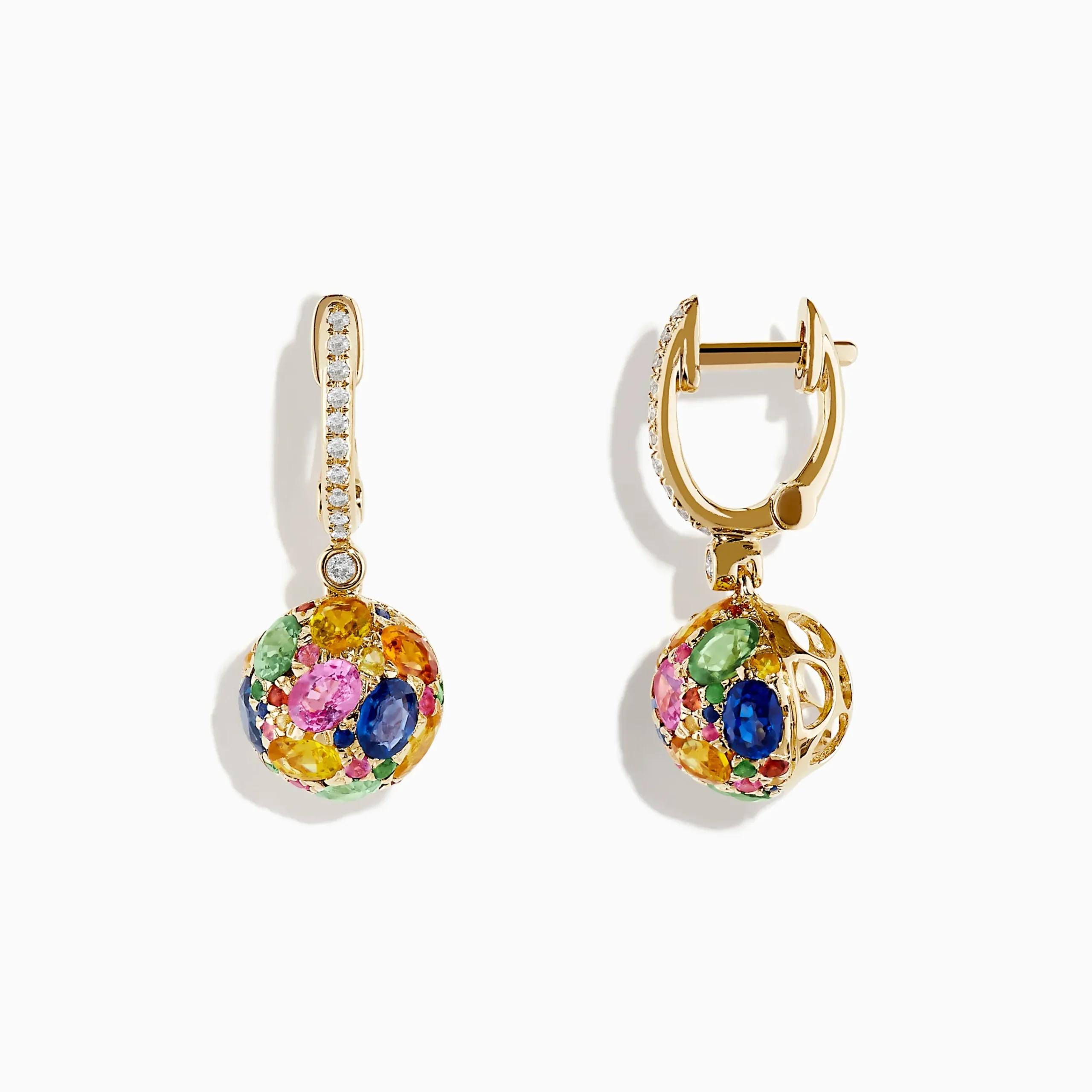 Earrings|Effy Jewelry Watercolors 14K Yellow Gold Multi Sapphire Ball Earrings