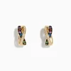 Earrings|Effy Jewelry Watercolors 14K Yellow Gold Multi Sapphire and Diamond Earrings