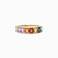 Rings|Effy Jewelry Watercolors 14K Yellow Gold Multi-Sapphire Band Ring, 2.06 TCW