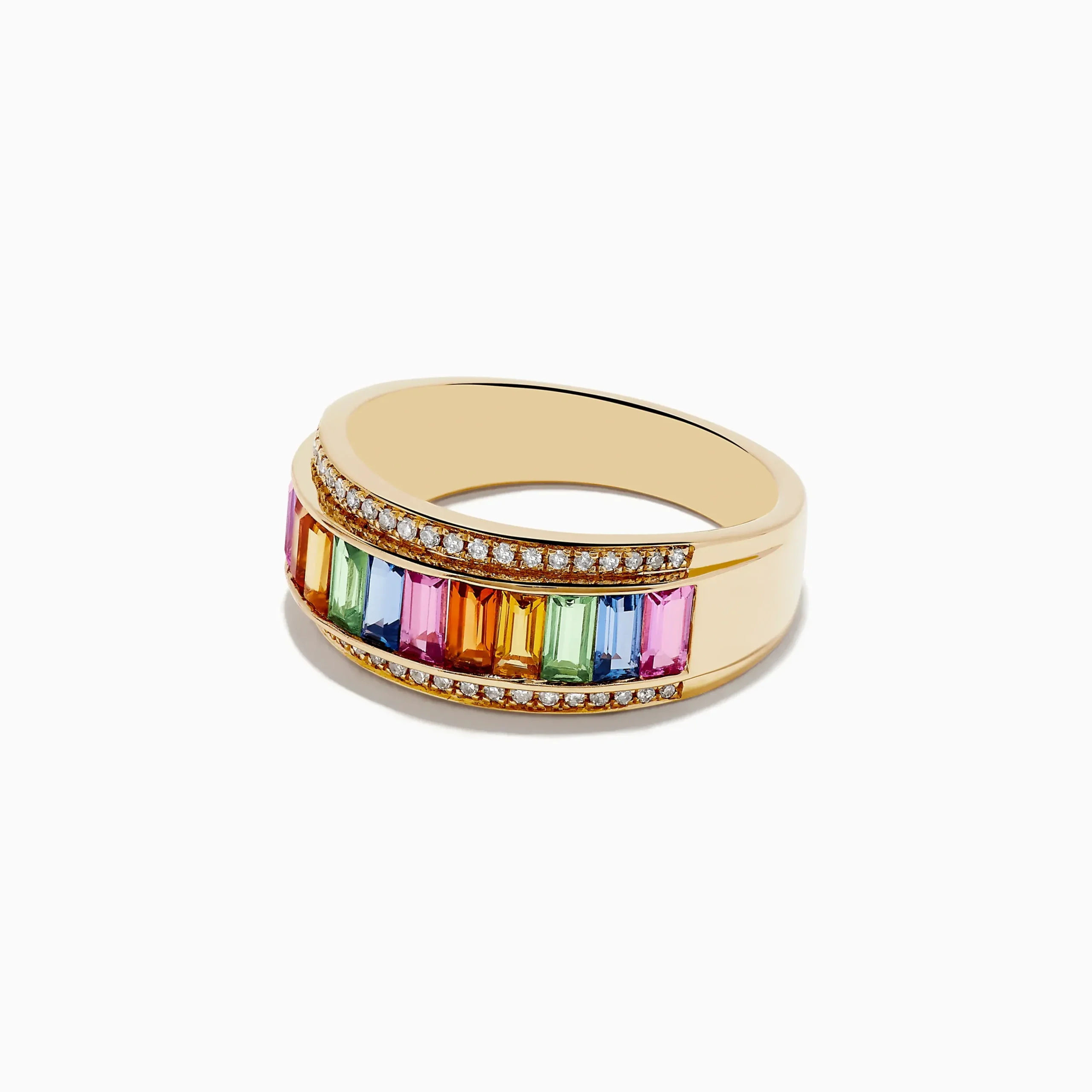 Rings|Effy Jewelry Watercolors 14K Yellow Gold Multi Sapphire and Diamond Ring
