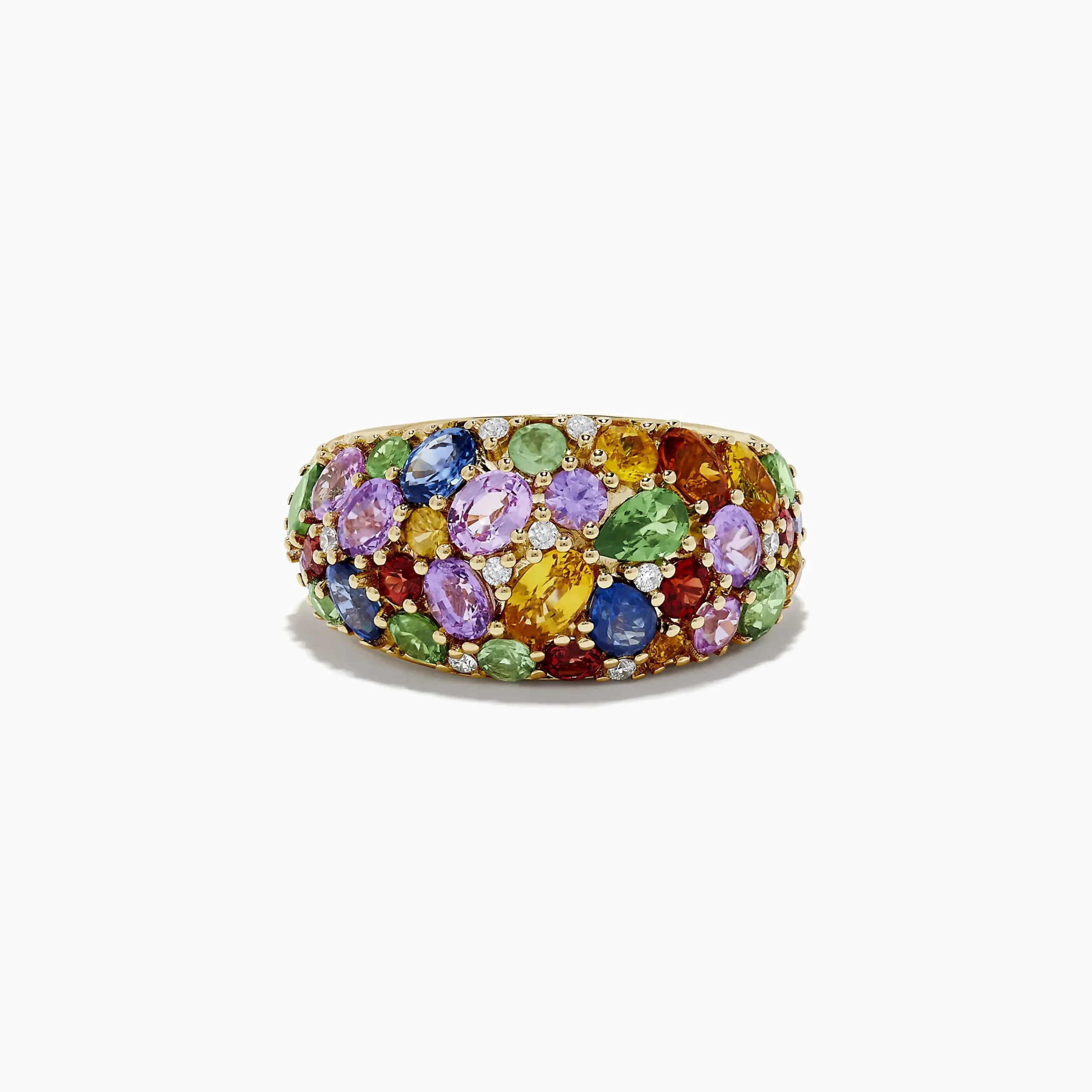 Rings|Effy Jewelry Watercolors 14K Yellow Gold Multi Sapphire and Diamond Ring