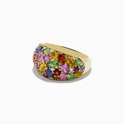 Rings|Effy Jewelry Watercolors 14K Yellow Gold Multi Sapphire and Diamond Ring