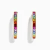 Earrings|BH Multi Watercolors 14K Yellow Gold Multi Sapphire 1" Hoop Earrings, 4.79 TCW