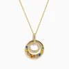 Necklaces & Pendants|Effy Jewelry Watercolors 14K Yellow Gold Multi Color Sapphire and Diamond Pendant