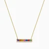 Necklaces & Pendants|BH Multi Watercolors 14K Yellow Gold Multi Sapphire Bar Necklace, 0.93 TCW