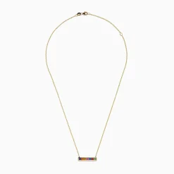 Necklaces & Pendants|BH Multi Watercolors 14K Yellow Gold Multi Sapphire Bar Necklace, 0.93 TCW