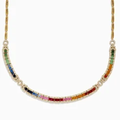 Necklaces & Pendants|Effy Jewelry Watercolors 14K Yellow Gold Multi Sapphire and Diamond Necklace