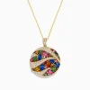 Necklaces & Pendants|Effy Jewelry Watercolors 14K Yellow Gold Multi Color Sapphire and Diamond Pendant