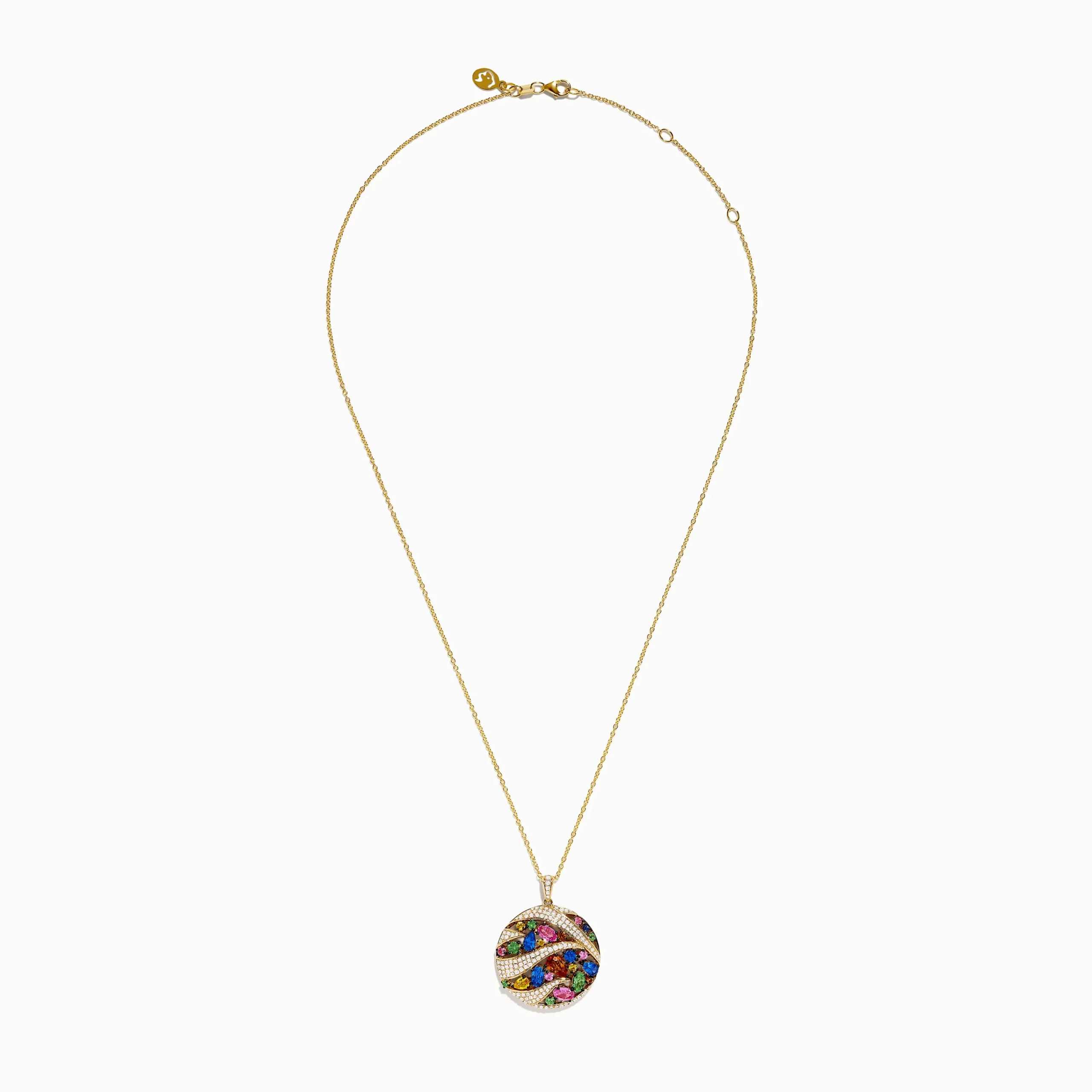 Necklaces & Pendants|Effy Jewelry Watercolors 14K Yellow Gold Multi Color Sapphire and Diamond Pendant