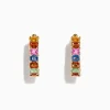 Earrings|BH Multi Watercolors 14K Yellow Gold Multi Sapphire Hoop Earrings, 6.42 TCW