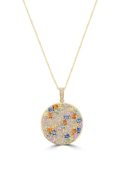 Necklaces & Pendants|Effy Jewelry Watercolors 14K Yellow Gold Multi Sapphire u0026 Diamond Pendant, 4.26 TCW