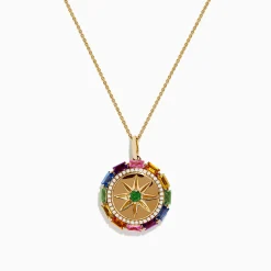 Necklaces & Pendants|Effy Jewelry Watercolors 14K Yellow Gold Multi Sapphire and Diamond Pendant