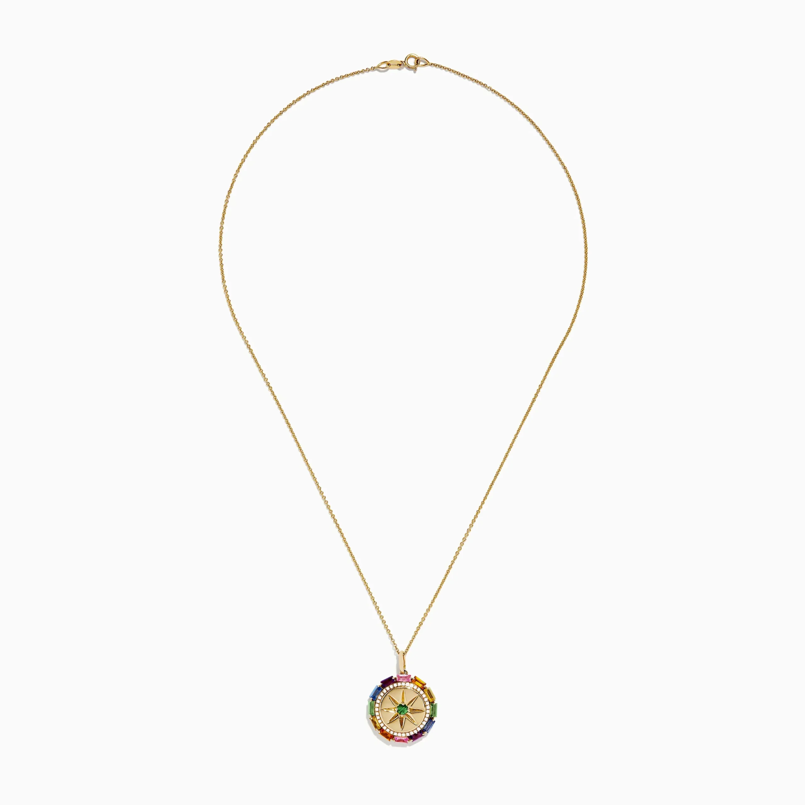 Necklaces & Pendants|Effy Jewelry Watercolors 14K Yellow Gold Multi Sapphire and Diamond Pendant