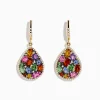 Earrings|Effy Jewelry Watercolors 14K Yellow Gold Multi Sapphire and Diamond Earrings