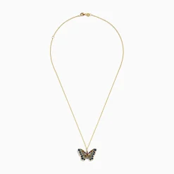 Necklaces & Pendants|Effy Jewelry Watercolors 14K Yellow Gold Multi Sapphire Butterfly Pendant
