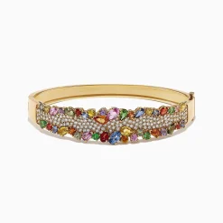Bracelets|Effy Jewelry Watercolors 14K Yellow Gold Multi Sapphire u0026 Diamond Bangle, 9.97 TCW