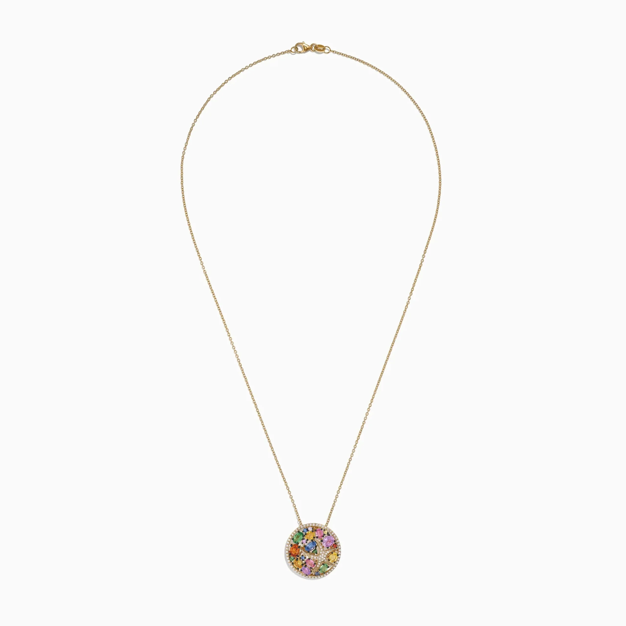 Necklaces & Pendants|Effy Jewelry Watercolors 14K Yellow Gold Multi Sapphire u0026 Diamond Pendant, 3.58 TCW