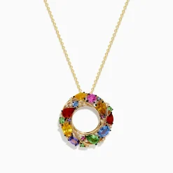 Necklaces & Pendants|Effy Jewelry Watercolors 14K Yellow Gold Multi Sapphire and Diamond Pendant