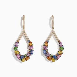 Earrings|BH Watercolors 14K Yellow Gold Sapphire and Diamond Earrings, 7.56 CW