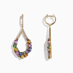 Earrings|BH Watercolors 14K Yellow Gold Sapphire and Diamond Earrings, 7.56 CW