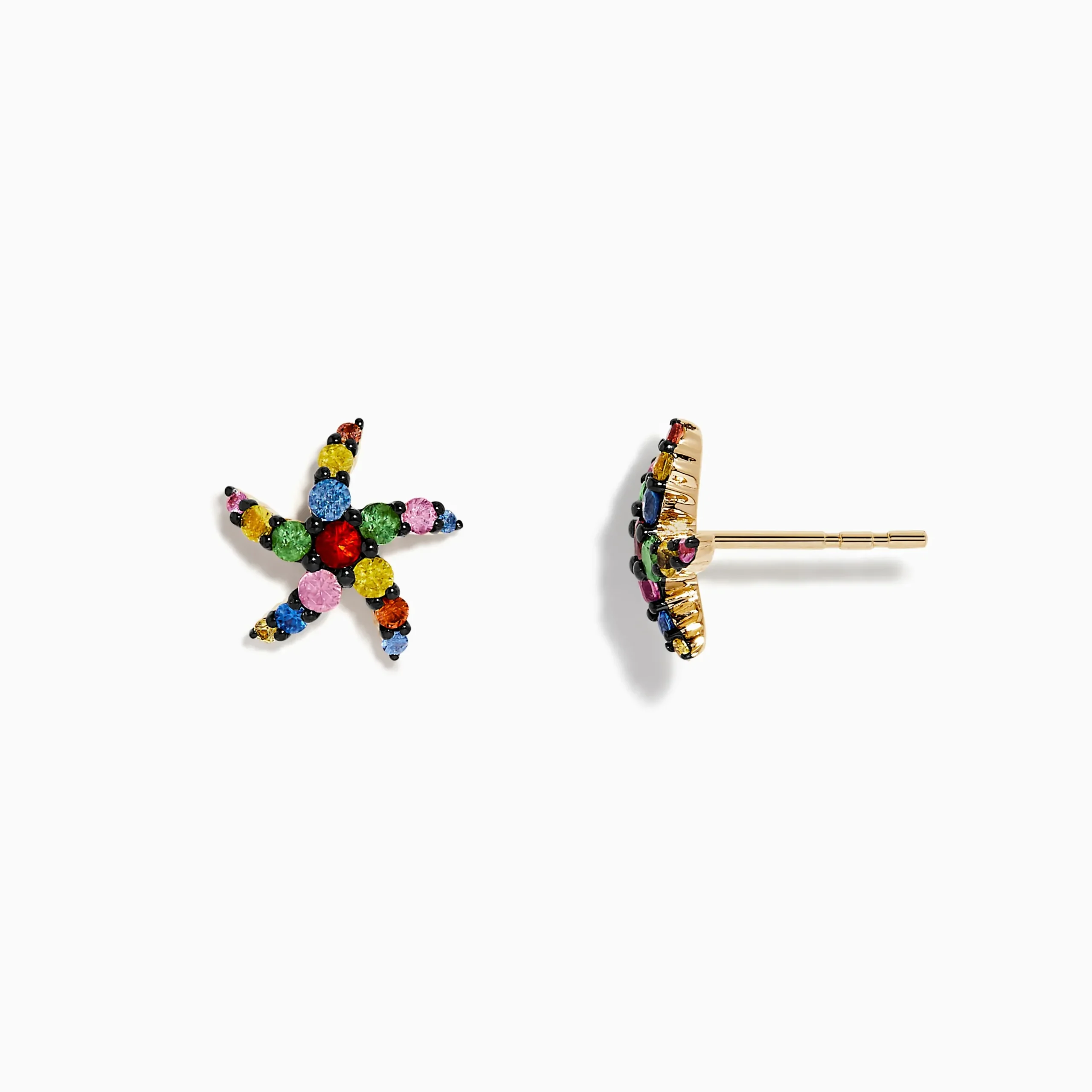 Earrings|Effy Jewelry Watercolors 14K Yellow Gold Multi Sapphire Starfish Stud Earrings