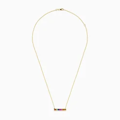 Necklaces & Pendants|BH Multi Watercolors 14K Yellow Gold Multi Sapphire Bar Necklace