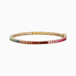 Bracelets|Effy Jewelry Watercolors 14K Yellow Gold Multi Sapphire Tennis Bracelet