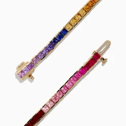 Bracelets|Effy Jewelry Watercolors 14K Yellow Gold Multi Sapphire Tennis Bracelet