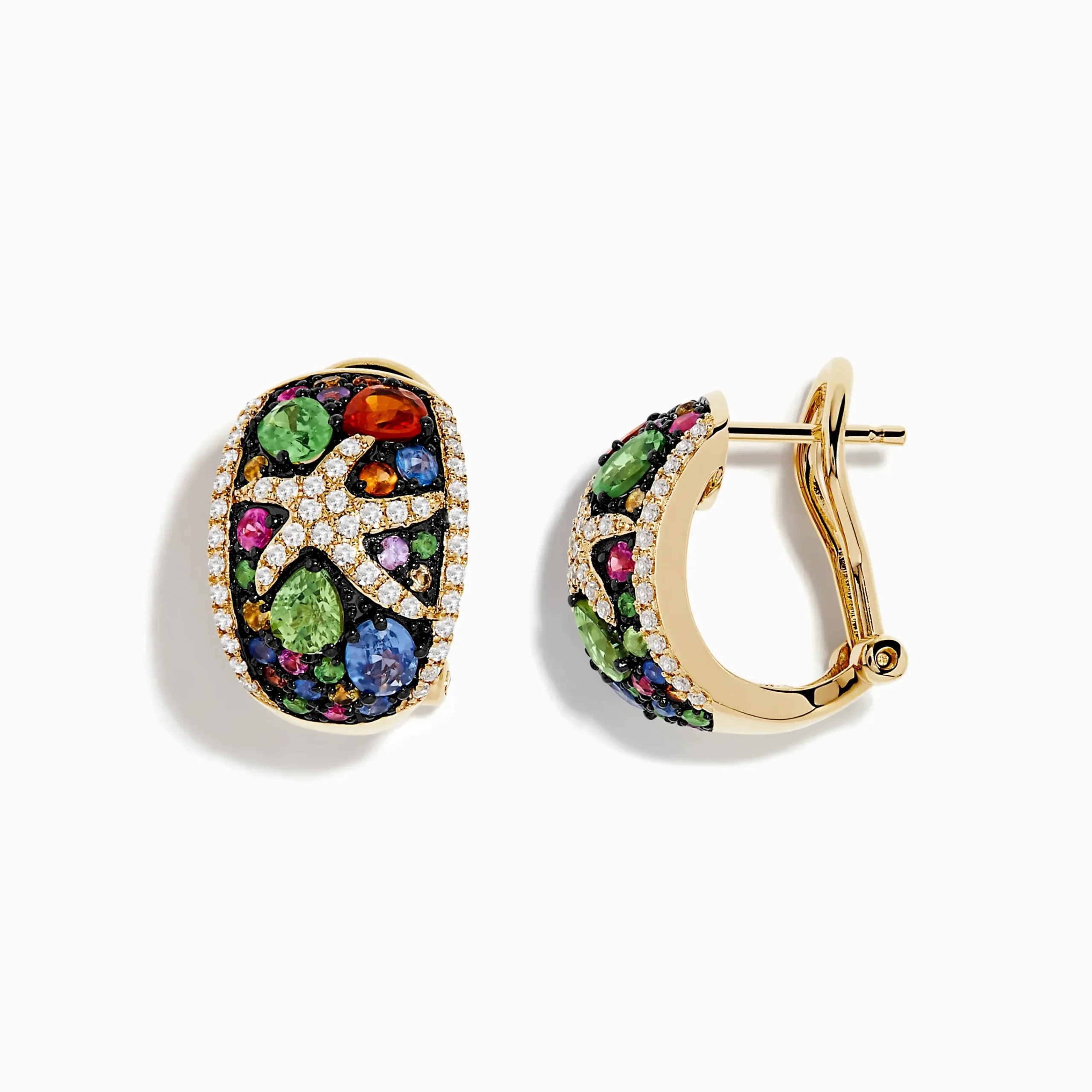 Earrings|Effy Jewelry Watercolors 14K Yellow Gold Multi Sapphire and Diamond Starfish Earrings