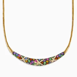 Necklaces & Pendants|Effy Jewelry Watercolors 14K Yellow Gold Multi Sapphire and Diamond Necklace
