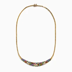 Necklaces & Pendants|Effy Jewelry Watercolors 14K Yellow Gold Multi Sapphire and Diamond Necklace