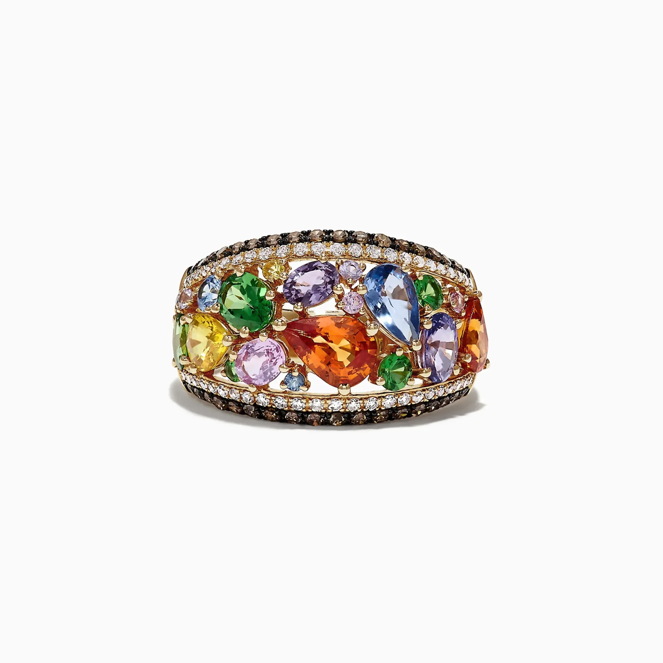 Rings|Effy Jewelry Watercolors 14K Yellow Gold Multi Sapphire u0026 Diamond Ring, 4.00 TCW