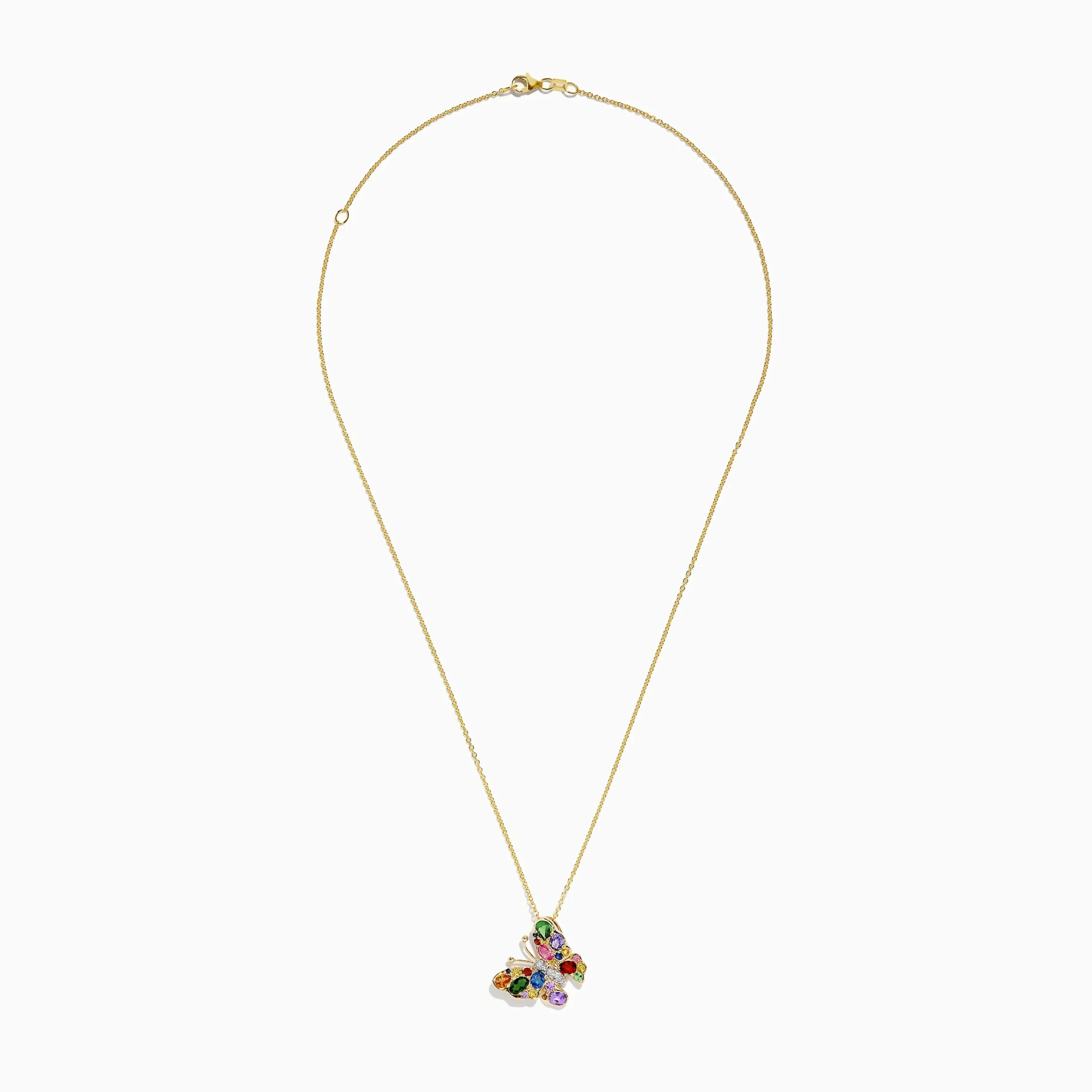 Necklaces & Pendants|Effy Jewelry Watercolors 14K Yellow Gold Multi Sapphire Butterfly Pendant