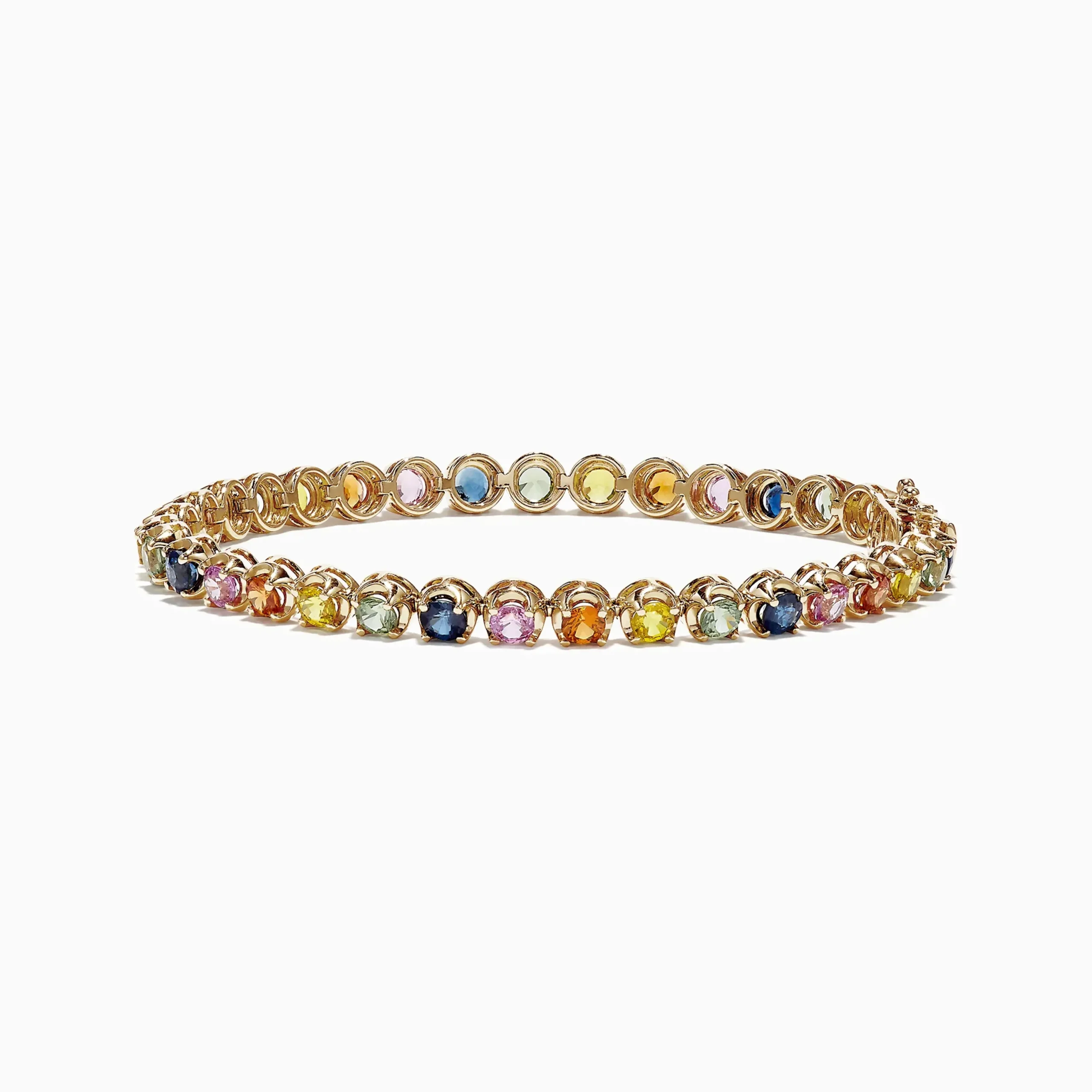 Bracelets|Effy Jewelry Watercolors 14K Yellow Gold Multi-Sapphire Tennis Bracelet, 8.05 TCW