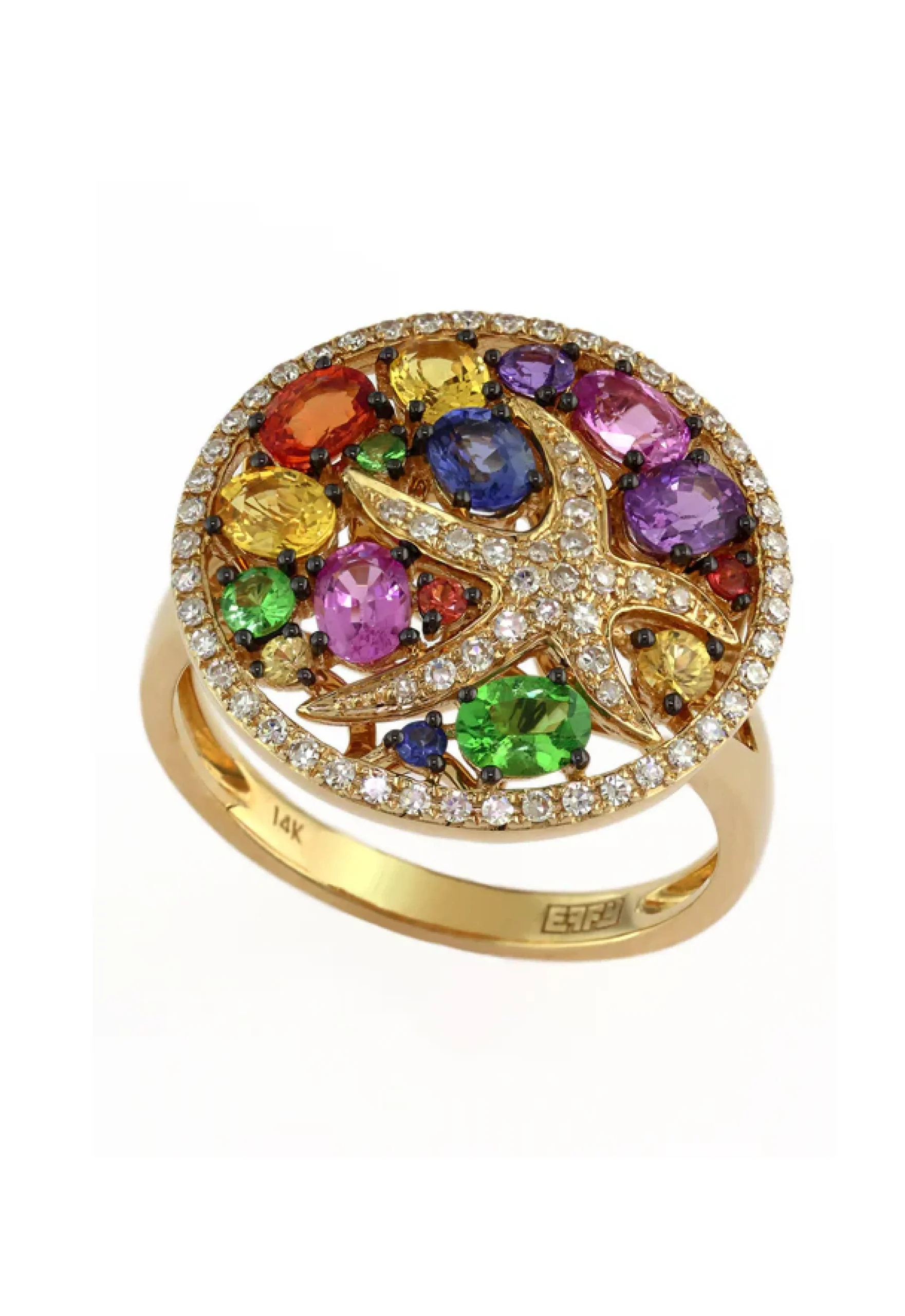 Rings|Effy Jewelry Watercolors 14K Yellow Gold Multi Sapphire u0026 Diamond Ring, 2.44 TCW