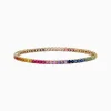 Bracelets|BH Multi Watercolors 14K Yellow Gold Multi Sapphire Tennis Bracelet, 5.51 TCW