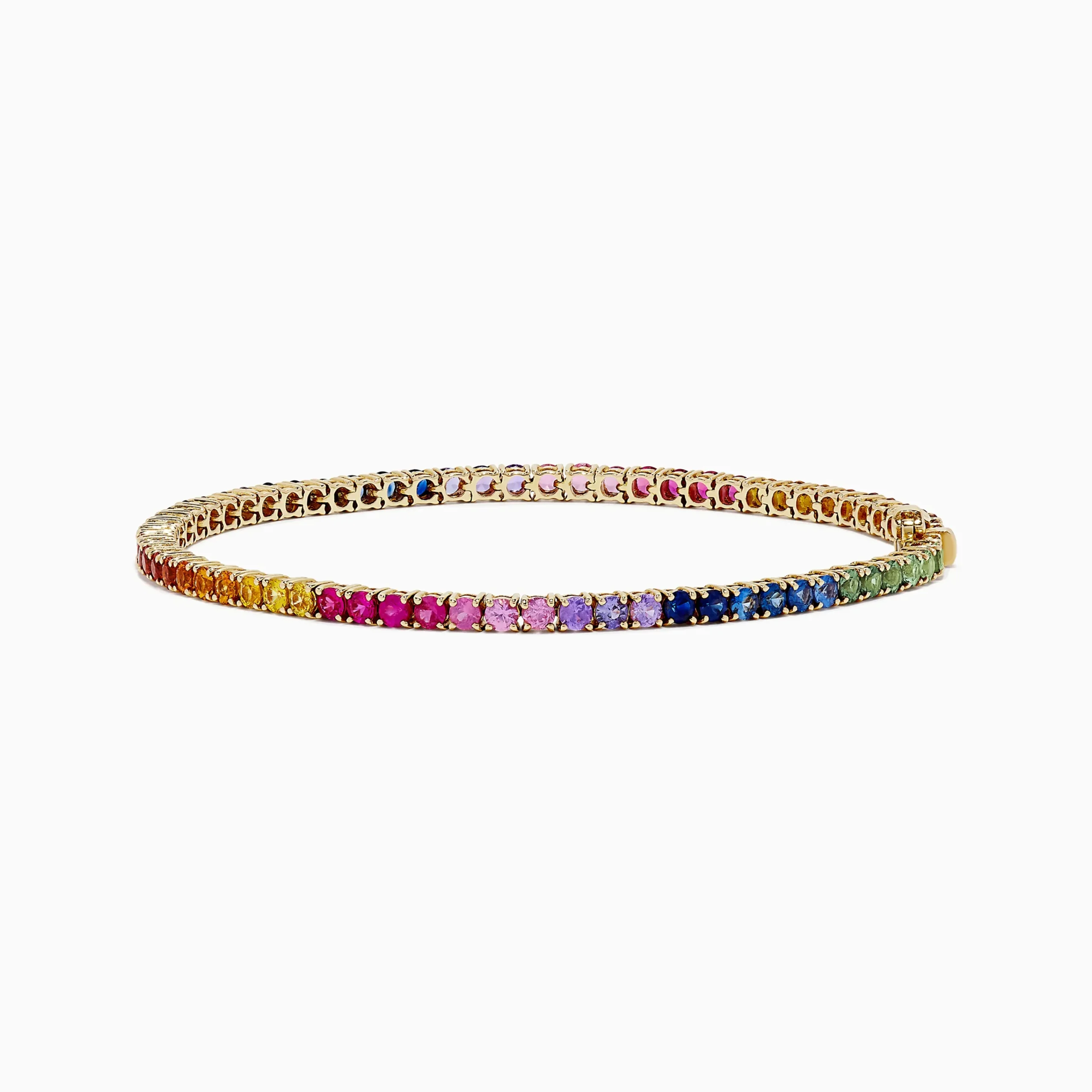 Bracelets|BH Multi Watercolors 14K Yellow Gold Multi Sapphire Tennis Bracelet, 5.51 TCW