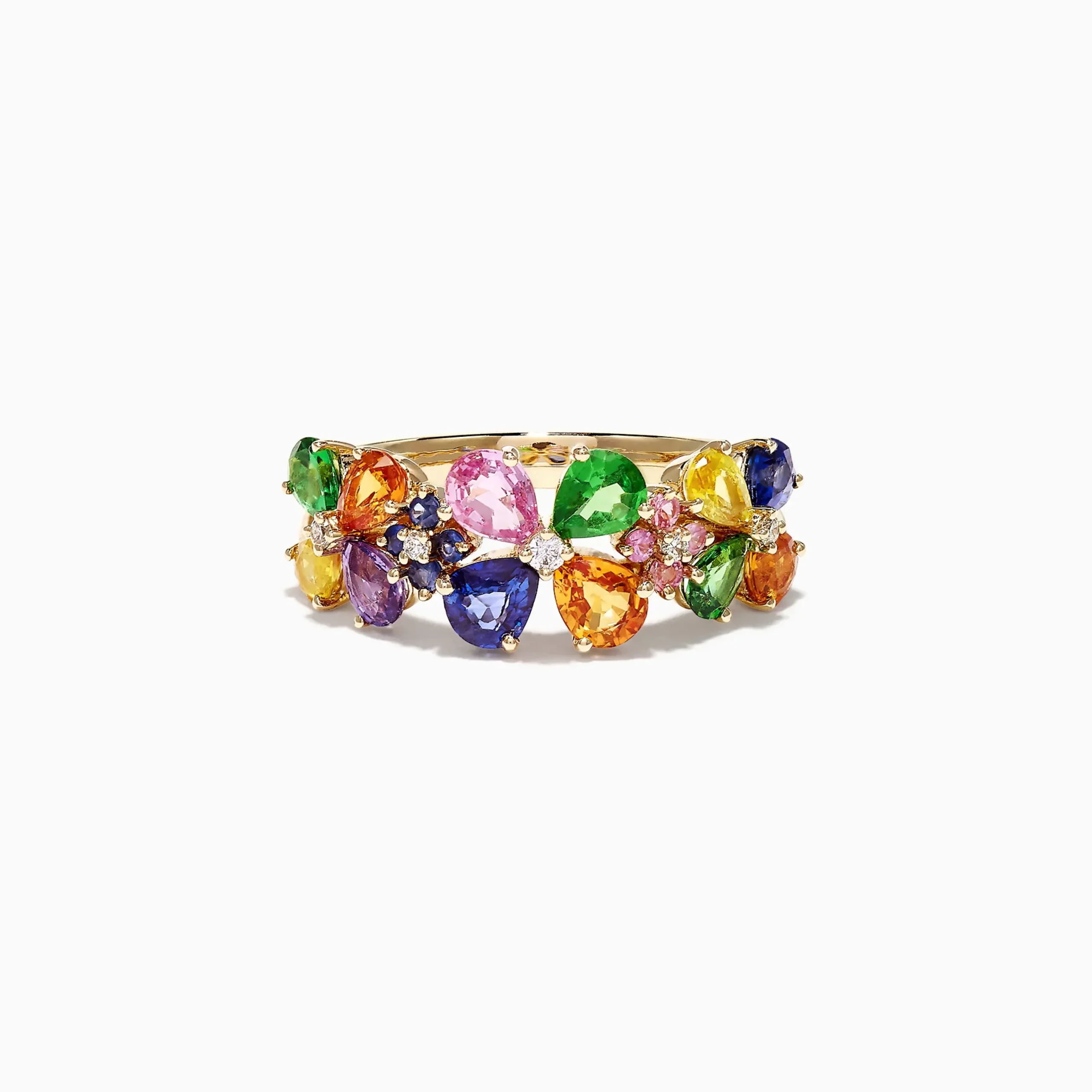 Rings|Effy Jewelry Watercolors 14K Yellow Gold Multi Sapphire u0026 Diamond Ring, 2.43 TCW