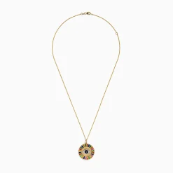 Necklaces & Pendants|Effy Jewelry Watercolors 14K Yellow Gold Multi Sapphire Evil Eye Pendant