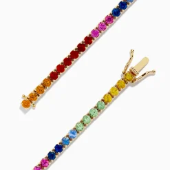 Bracelets|Effy Jewelry Watercolors 14K Yellow Gold Multi Sapphire Tennis Bracelet
