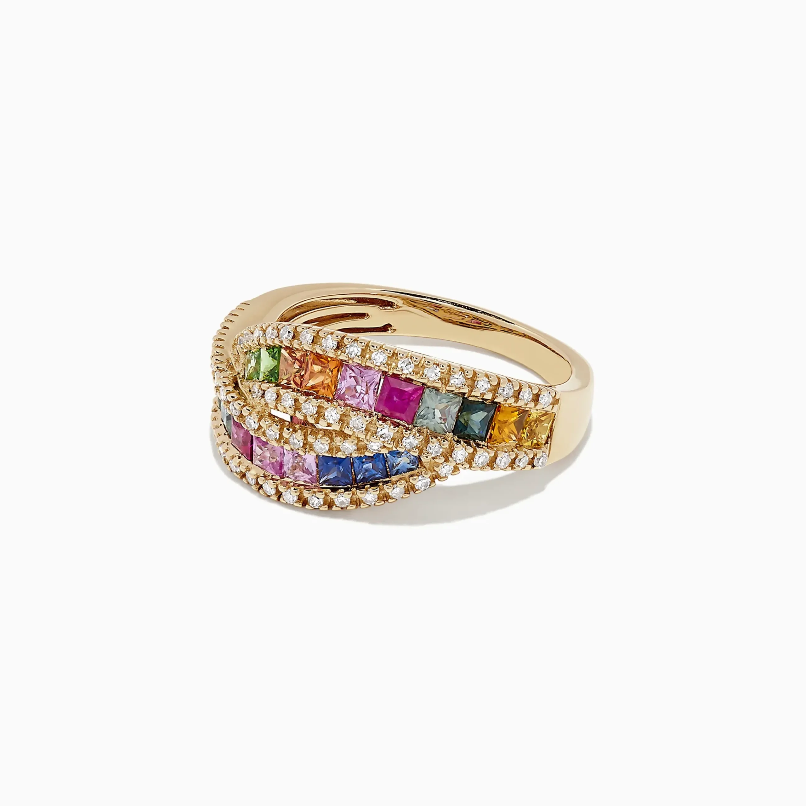 Rings|Effy Jewelry Watercolors 14K Yellow Gold Multi Sapphire and Diamond Ring, 1.95 TCW