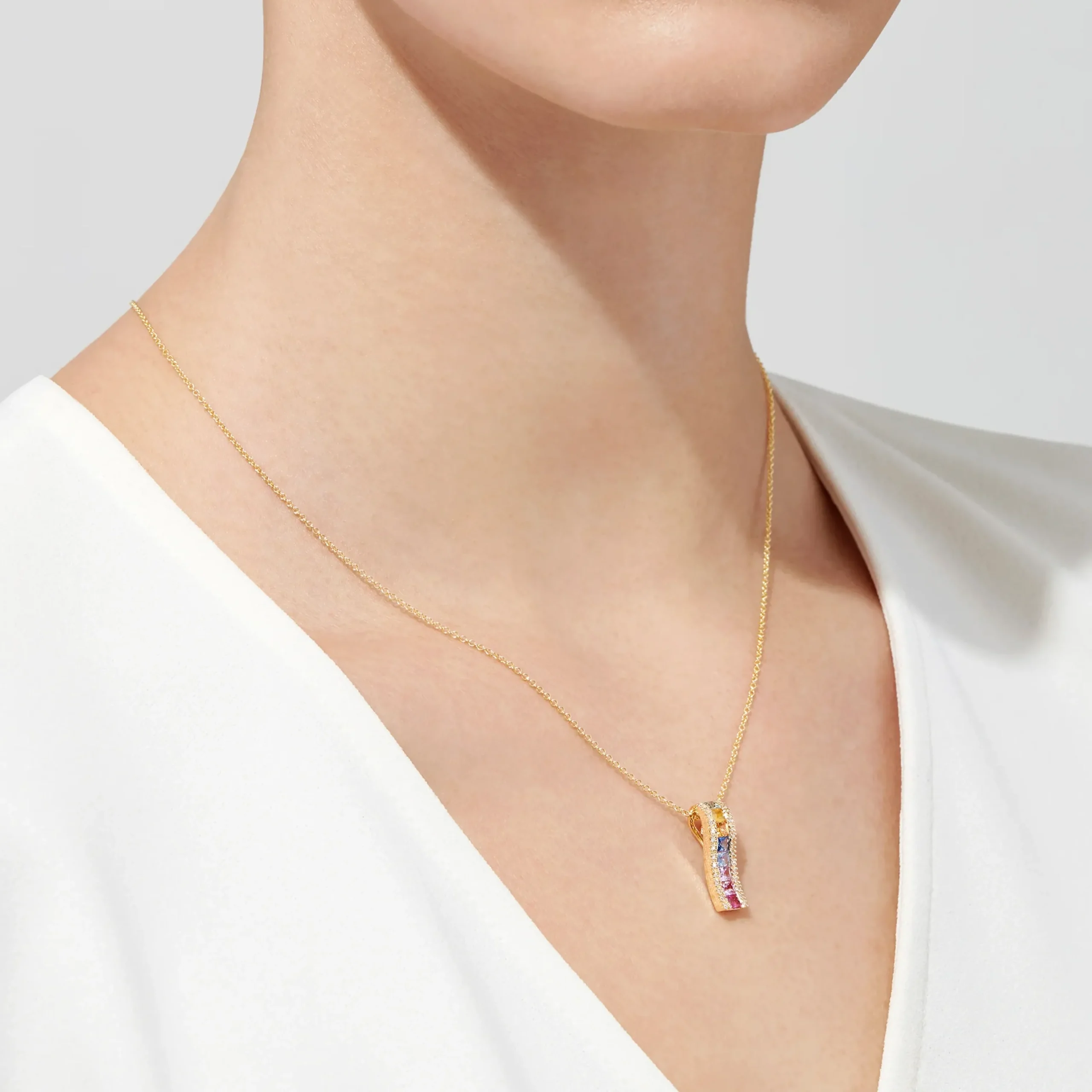 Necklaces & Pendants|Effy Jewelry Watercolors 14K Yellow Gold Multi Sapphire u0026 Diamond Pendant, 1.17 TCW