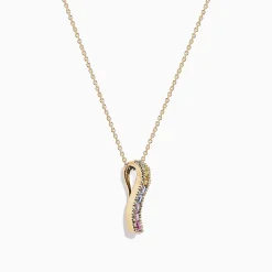 Necklaces & Pendants|Effy Jewelry Watercolors 14K Yellow Gold Multi Sapphire u0026 Diamond Pendant, 1.17 TCW