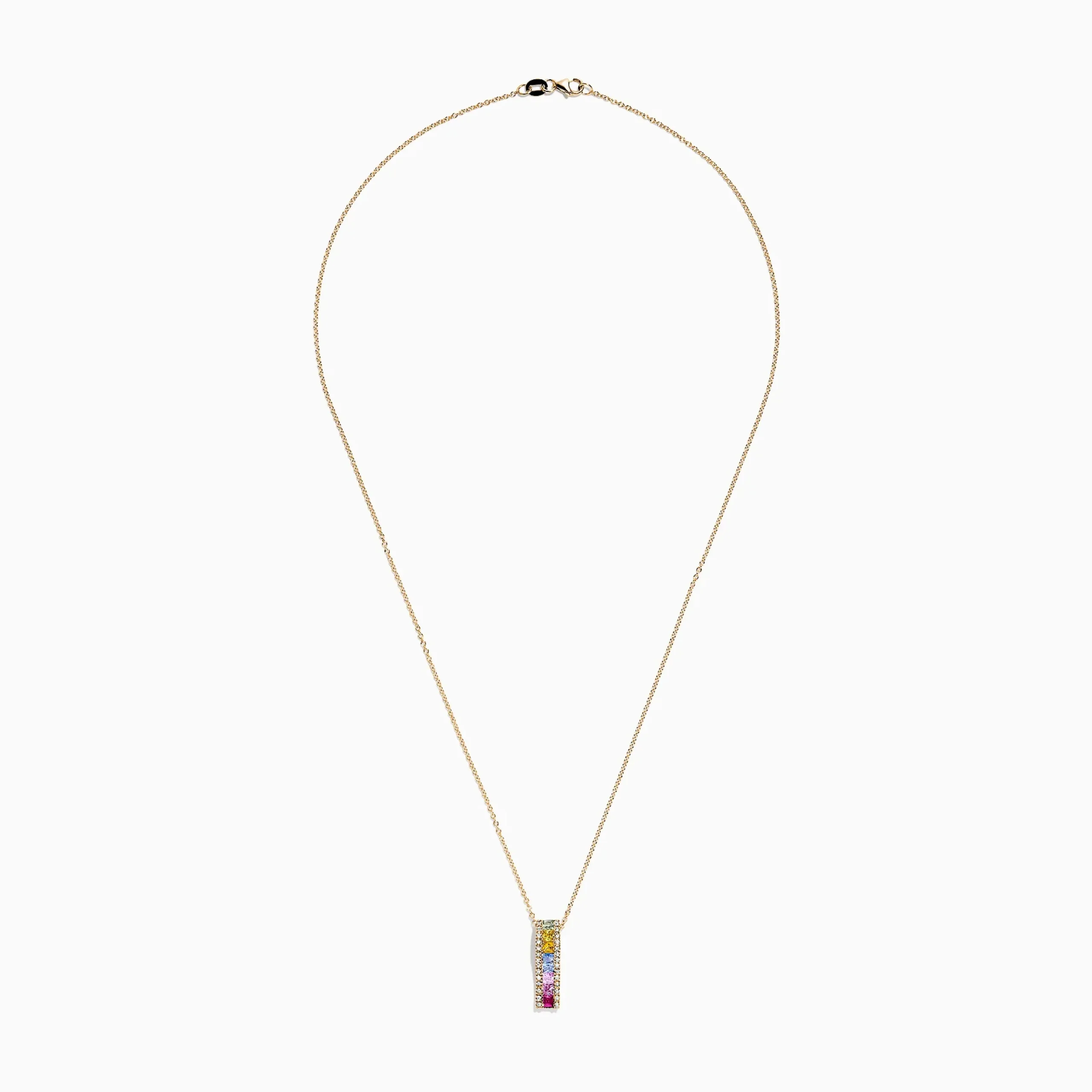 Necklaces & Pendants|Effy Jewelry Watercolors 14K Yellow Gold Multi Sapphire u0026 Diamond Pendant, 1.17 TCW