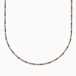 Necklaces & Pendants|Effy Jewelry Watercolors 14k Yellow Gold Multi Sapphire Tennis Necklace