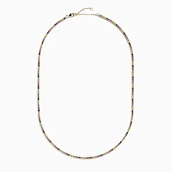 Necklaces & Pendants|Effy Jewelry Watercolors 14k Yellow Gold Multi Sapphire Tennis Necklace
