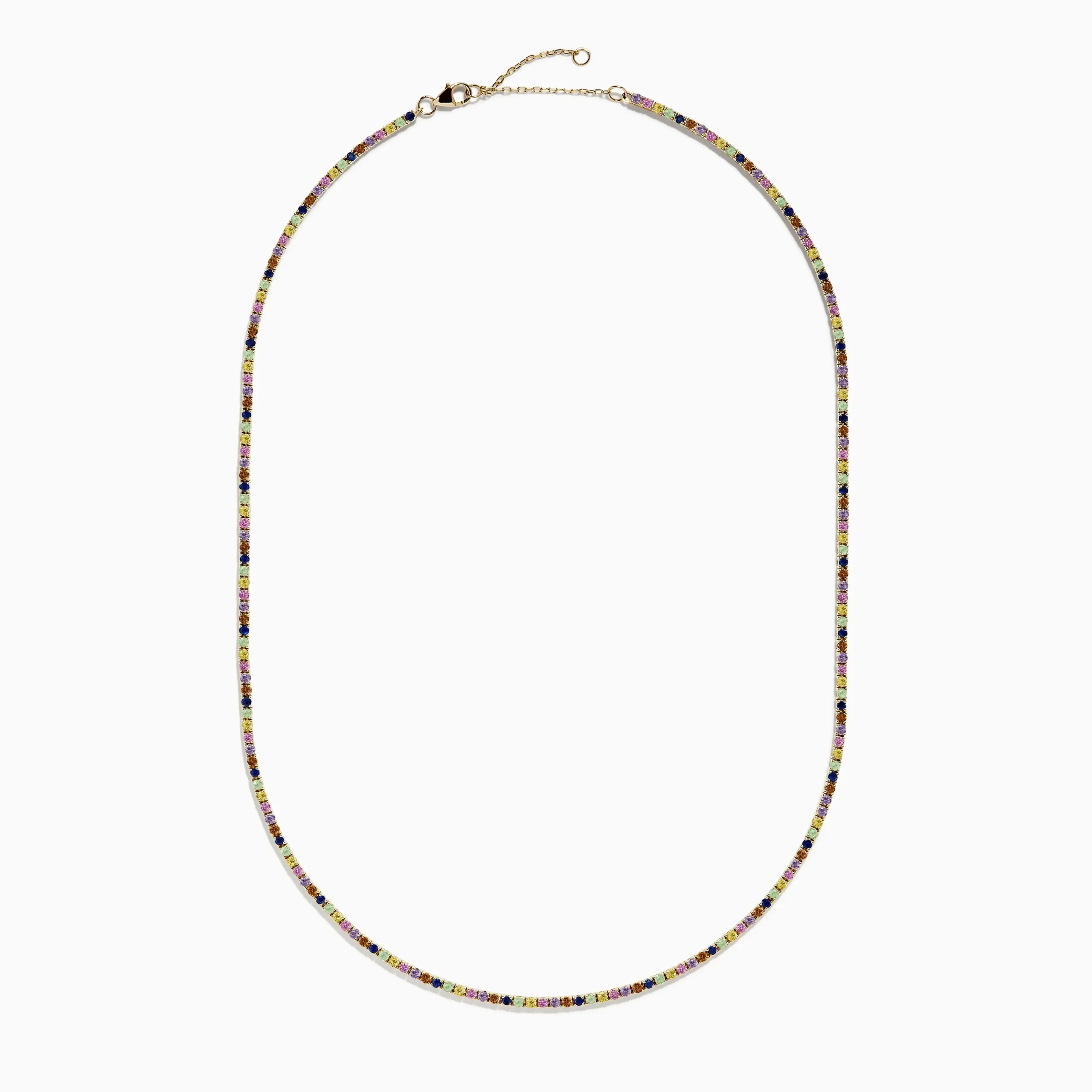 Necklaces & Pendants|Effy Jewelry Watercolors 14k Yellow Gold Multi Sapphire Tennis Necklace