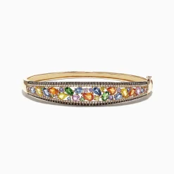 Bracelets|Effy Jewelry Watercolors 14K Yellow Gold Multi Sapphire u0026 Diamond Bangle, 6.02 TCW