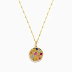 Necklaces & Pendants|Effy Jewelry Watercolors 14K Yellow Gold Multi Color Coin Pendant